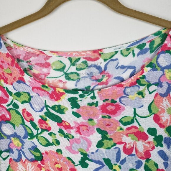 Talbots Faux Layered Top Floral Pique Pink 3/4 Sleeve Size LP Large Petite - Picture 3 of 7
